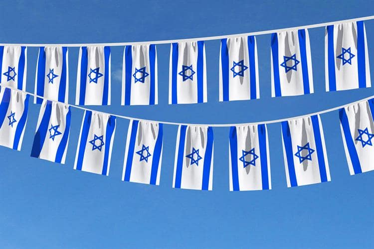 שרשרת דגלי ישראל 14X21 ס"מ 10 יח' 5 מ'