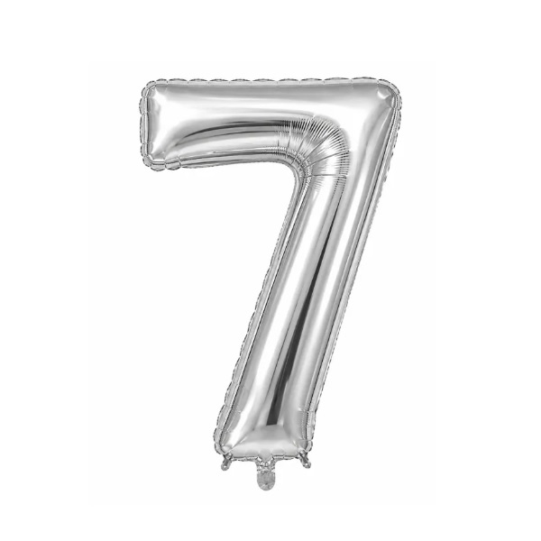 בלון מספר 7 בצבע כסף בגודל 34 אינץ'